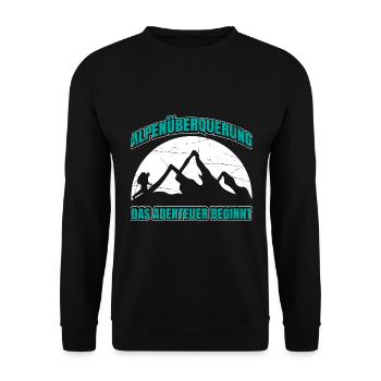 Alpenüberquerung Für Alpenüberquerer Wanderin Wand - Unisex Pullover - Schwarz - Vorne - Alina (178cm) & Michal (187cm)