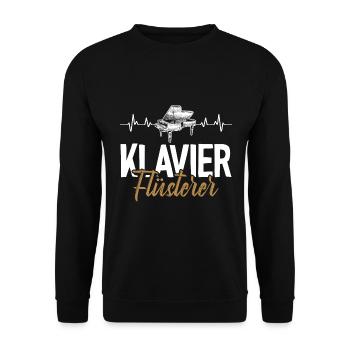 Klavier Flüsterer Herzschlag Piano Pianist - Unisex Pullover - Schwarz - Vorne - Alina (178cm) & Michal (187cm)