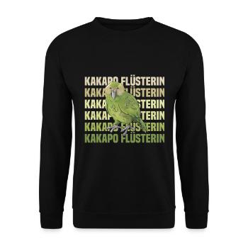 Kakapo Flüsterin Retro Papagei - Unisex Pullover - Schwarz - Vorne - Alina (178cm) & Michal (187cm)