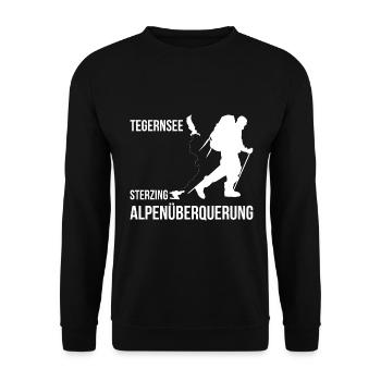 Alpenüberquerung Für Alpenüberquerer Wanderin Wand - Unisex Pullover - Schwarz - Vorne - Alina (178cm) & Michal (187cm)