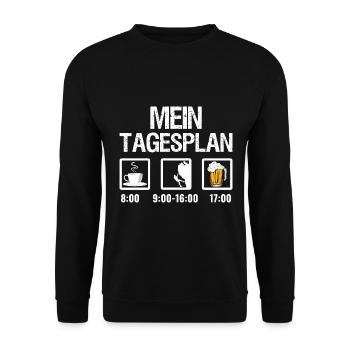 Kletterer Tagesplan Klettern - Unisex Pullover - Schwarz - Vorne - Alina (178cm) & Michal (187cm)