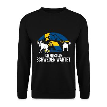 Ich Muss Los Schweden Wartet Schweden Geschenk - Unisex Pullover - Schwarz - Vorne - Alina (178cm) & Michal (187cm)