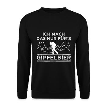 ich tu das nur für s Gipfelbier Bier trinken - Unisex Pullover - Schwarz - Vorne - Alina (178cm) & Michal (187cm)