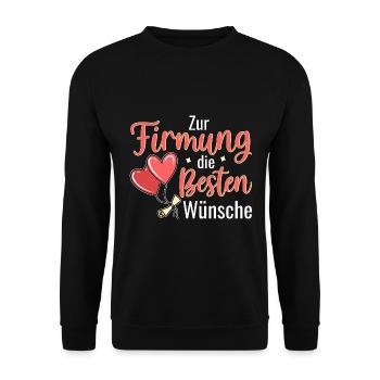 Firmung die Besten Wünsche Firmling - Unisex Pullover - Schwarz - Vorne - Alina (178cm) & Michal (187cm)
