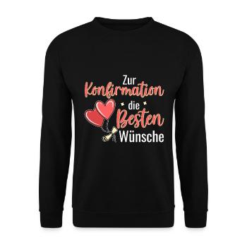 Konfirmation die Besten Wünsche Konfirmand - Unisex Pullover - Schwarz - Vorne - Alina (178cm) & Michal (187cm)