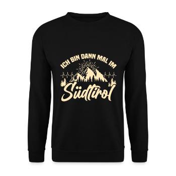 Ich bin dann mal im Südtirol Herzschlag - Unisex Pullover - Schwarz - Vorne - Alina (178cm) & Michal (187cm)