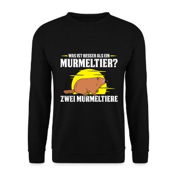 Was ist besser als ein Murmeltier? Zwei - Unisex Pullover - Schwarz - Vorne - Alina (178cm) & Michal (187cm)