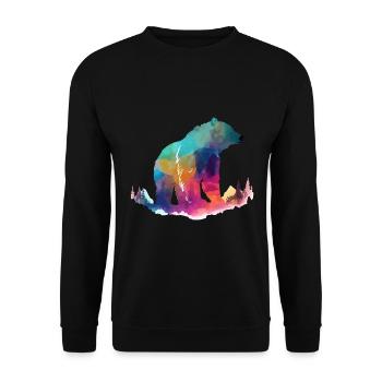Bear In The Mountains Colorful - Unisex Sweatshirt - black - Front - Alina (178cm) & Michal (187cm)