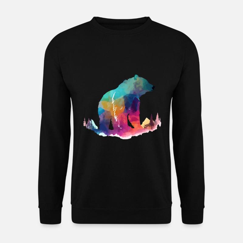 Bär in den Bergen bunt - Unisex Pullover - Schwarz