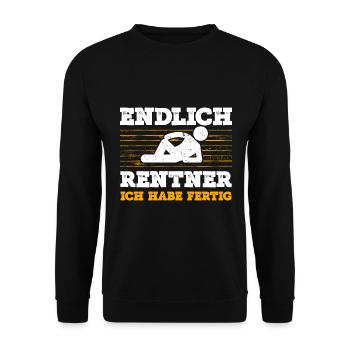 Endlich Rentner Ich Habe Fertig Geschenk - Unisex Pullover - Schwarz - Vorne - Alina (178cm) & Michal (187cm)