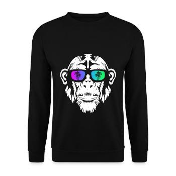 Monkey Affe Urlaub Sonnenbrille Gute Laune Musik A - Unisex Pullover - Schwarz - Vorne - Alina (178cm) & Michal (187cm)
