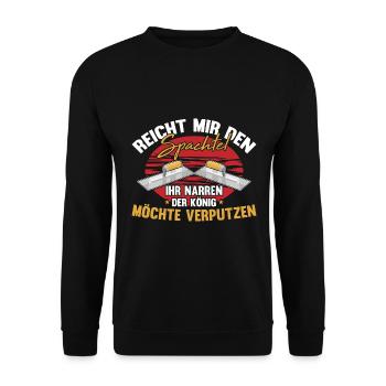 Stuckateur Verputzer Gipser - Unisex Pullover - Schwarz - Vorne - Alina (178cm) & Michal (187cm)