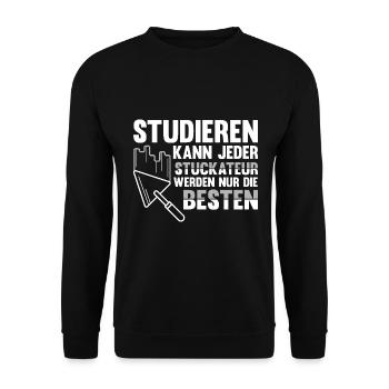 Stuckateur Verputzer Spachtel Gipser - Unisex Pullover - Schwarz - Vorne - Alina (178cm) & Michal (187cm)