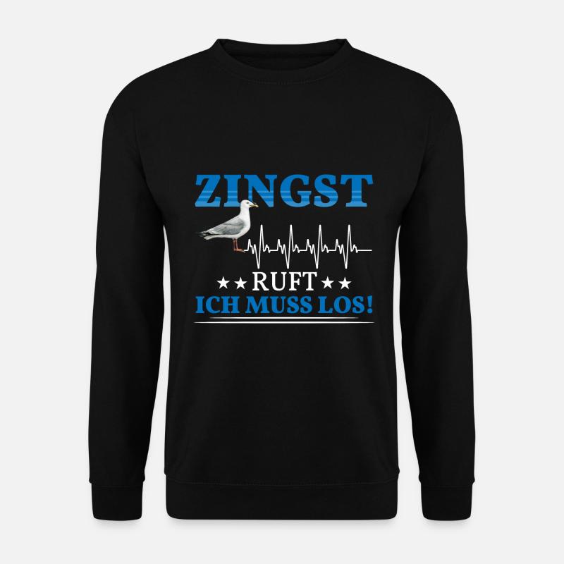 Zingst ruft Herzschlag Ostsee Möwe - Unisex Pullover - Schwarz
