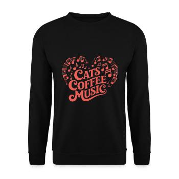 J’adore les chats, le café et la musique - Sweat-shirt Unisexe - noir - Devant - Alina (178cm) & Michal (187cm)