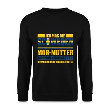 Ich Mag Die Schweden Mor-Mutter Mormor-Großmutter - Unisex Pullover - Schwarz - Vorne - Alina (178cm) & Michal (187cm)