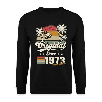 Geschenk 1973 Jahre Jubiläum Jahrgang Jahrgang geboren 1973 - Unisex Pullover - Schwarz - Vorne - Alina (178cm) & Michal (187cm)