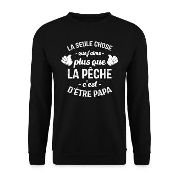 J'aime pêcher et être papa, Cadeau papa pêcher - Sweat-shirt Unisexe - noir - Devant - Alina (178cm) & Michal (187cm)