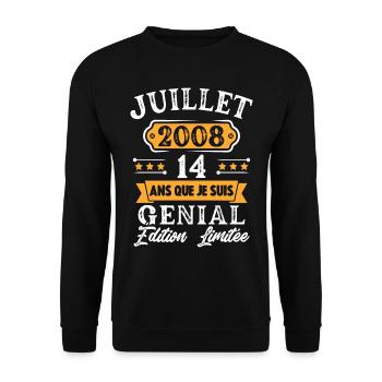 Cadeau D'anniversaire 14 Ans juillet 2008 Rétro - Sweat-shirt Unisexe - noir - Devant - Alina (178cm) & Michal (187cm)