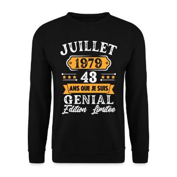 Cadeau D'anniversaire 43 Ans juillet 1979 Rétro - Sweat-shirt Unisexe - noir - Devant - Alina (178cm) & Michal (187cm)