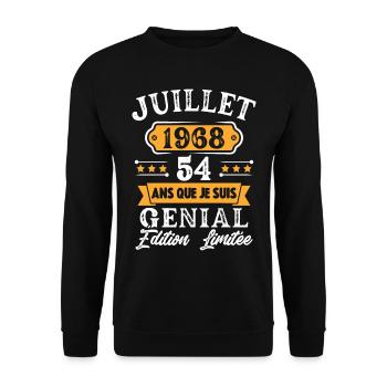 Cadeau D'anniversaire 54 Ans juillet 1968 Rétro - Sweat-shirt Unisexe - noir - Devant - Alina (178cm) & Michal (187cm)