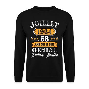 Cadeau D'anniversaire 58 Ans juillet 1964 Rétro - Sweat-shirt Unisexe - noir - Devant - Alina (178cm) & Michal (187cm)