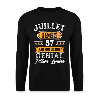Cadeau D'anniversaire 57 Ans juillet 1965 Rétro - Sweat-shirt Unisexe - noir - Devant - Alina (178cm) & Michal (187cm)