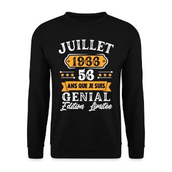 Cadeau D'anniversaire 56 Ans juillet 1966 Rétro - Sweat-shirt Unisexe - noir - Devant - Alina (178cm) & Michal (187cm)