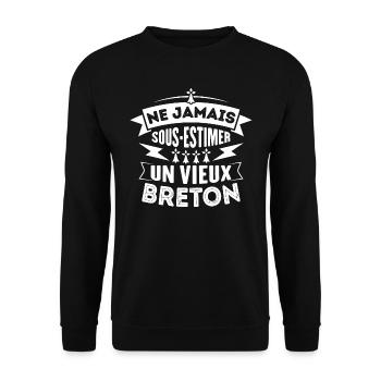Ne jamais sous estimer un vieux Breton - Sweat-shirt Unisexe - noir - Devant - Alina (178cm) & Michal (187cm)
