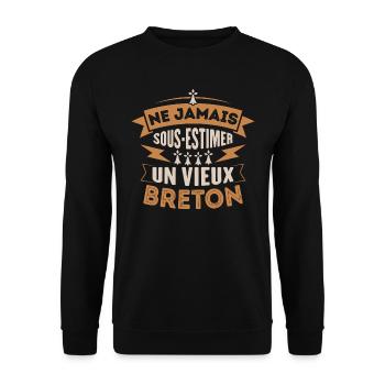 Ne jamais sous estimer un vieux Breton - Sweat-shirt Unisexe - noir - Devant - Alina (178cm) & Michal (187cm)