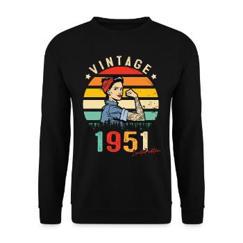 1951 Vintage Édition limitée Cadeau Femmes - Sweat-shirt Unisexe - noir - Devant - Alina (178cm) & Michal (187cm)