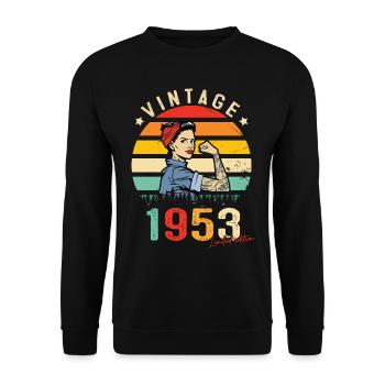 1953 Vintage Édition limitée Cadeau Femmes - Sweat-shirt Unisexe - noir - Devant - Alina (178cm) & Michal (187cm)