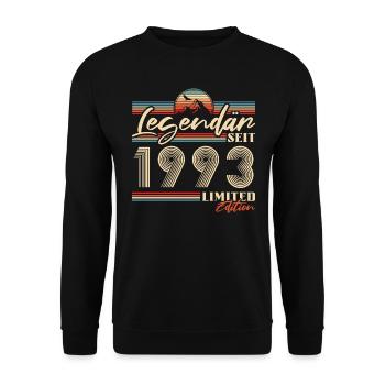 Vintage Geboren in 1993 Baujahr Geburtstag - Unisex Pullover - Schwarz - Vorne - Alina (178cm) & Michal (187cm)