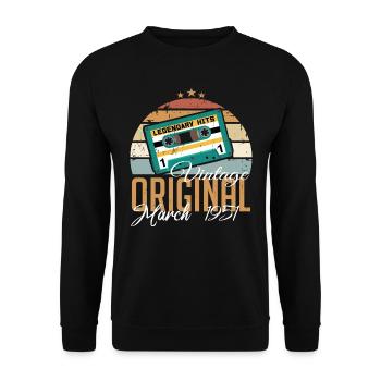 März 1951 - Geburtstagsgeschenk - Unisex Pullover - Schwarz - Vorne - Alina (178cm) & Michal (187cm)
