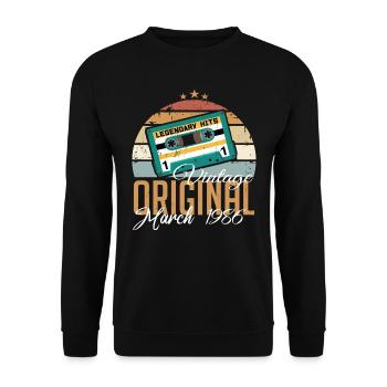 März 1986 - Geburtstagsgeschenk - Unisex Pullover - Schwarz - Vorne - Alina (178cm) & Michal (187cm)