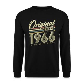 1966 Vintage Vintage Rétro Cadeau d’anniversaire - Sweat-shirt Unisexe - noir - Devant - Alina (178cm) & Michal (187cm)
