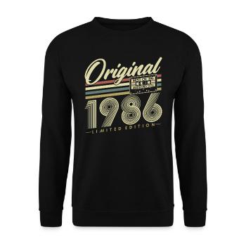 1986 Vintage Vintage Rétro Cadeau d’anniversaire - Sweat-shirt Unisexe - noir - Devant - Alina (178cm) & Michal (187cm)