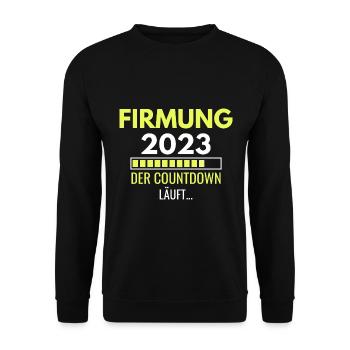 Firmung 2023 der Countdown läuft - Unisex Pullover - Schwarz - Vorne - Alina (178cm) & Michal (187cm)