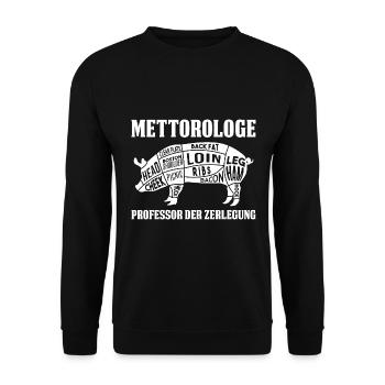 Mettorologe Professor der Zerlegung Metzger - Unisex Pullover - Schwarz - Vorne - Alina (178cm) & Michal (187cm)