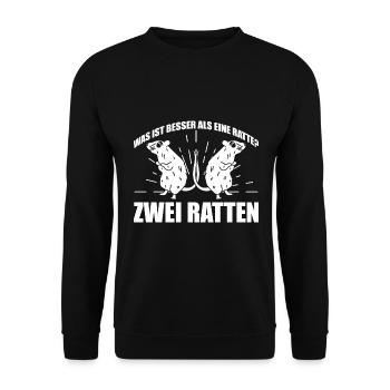 Was ist besser als eine Ratte? Zwei Ratten - Unisex Pullover - Schwarz - Vorne - Alina (178cm) & Michal (187cm)