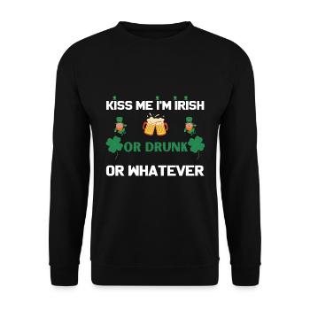Fête de la Saint-Patrick Embrasse-moi je suis irlandais - Sweat-shirt Unisexe - noir - Devant - Alina (178cm) & Michal (187cm)