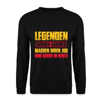 Legenden Werden Geboren Machen Ihren Job Und Gehen - Unisex Pullover - Schwarz - Vorne - Alina (178cm) & Michal (187cm)