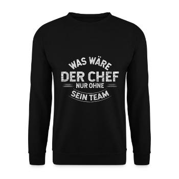 Geschäftsführer Mitarbeiter Team Chef - Unisex Pullover - Schwarz - Vorne - Alina (178cm) & Michal (187cm)