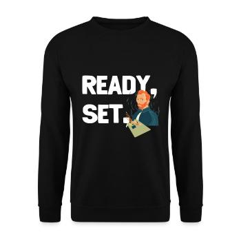 Fertiges Set Gogh - Unisex Pullover - Schwarz - Vorne - Alina (178cm) & Michal (187cm)