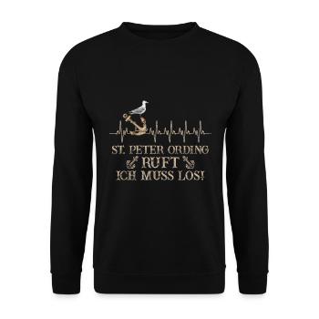 St. Peter-Ording ruft Herzschlag Nordfriesland - Unisex Pullover - Schwarz - Vorne - Alina (178cm) & Michal (187cm)