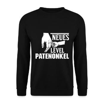 Neues Level Patenonkel Taufpate - Unisex Pullover - Schwarz - Vorne - Alina (178cm) & Michal (187cm)