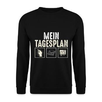 Lehrer mein Tagesplan - Unisex Pullover - Schwarz - Vorne - Alina (178cm) & Michal (187cm)