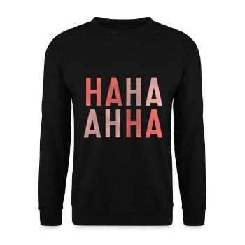 Hahahaha funny funny funny laugh meme joke lol - Unisex Sweatshirt - black - Front - Alina (178cm) & Michal (187cm)