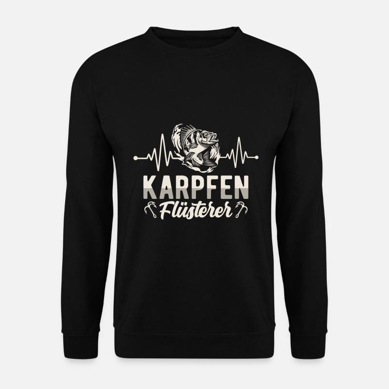 Angler Karpfen Flüsterer Herzschlag angeln - Unisex Pullover - Schwarz