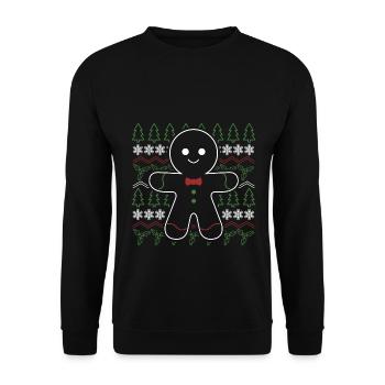 Bonhomme en pain d'épice Noël - Sweat-shirt Unisexe - noir - Devant - Alina (178cm) & Michal (187cm)